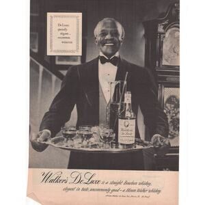 Walkers DeLuxe Bourbon Whiskey / Dickies Advertisement 1950s Vintage Mid Century